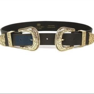B-low the Belt Double Buckle Blk/Gold Belt, S